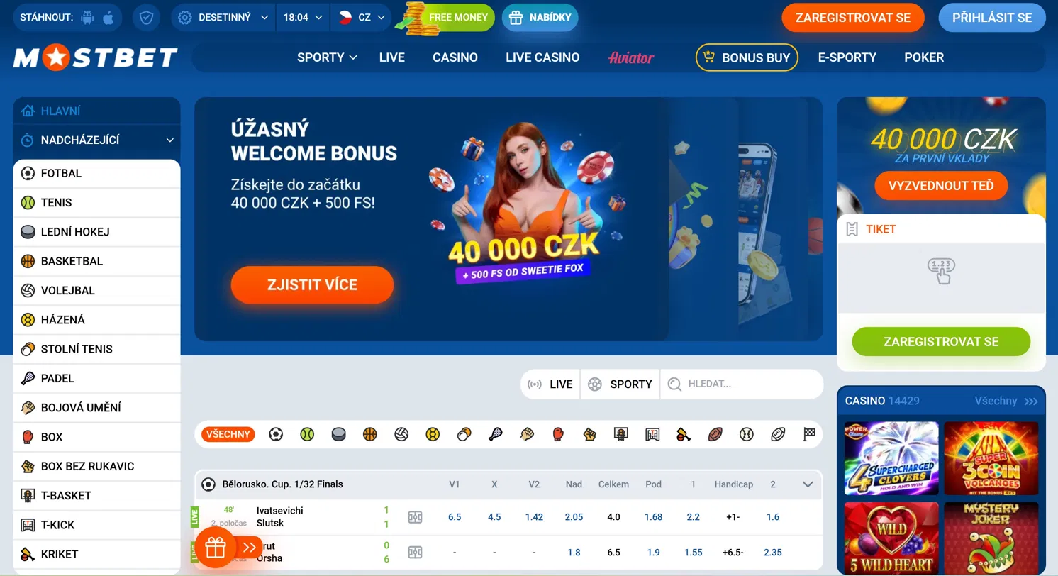 Hlavní stránka Mostbet CZ 2026